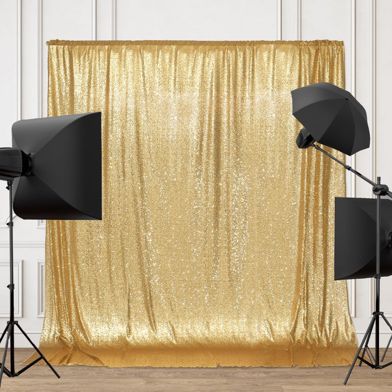 PartyDelight Gold Sequin Backdrop 6x6ft High-Density 3mm Sparkly Photo Background Back Drop Glitter Drape for Wedding, Birthday, and Holiday Party Decorations - Image 5